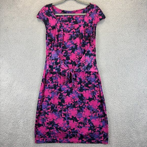 Chadwicks Shape Benefits Dress Sz 14 Floral Faux Wrap Career Stretch Front Tie - Picture 1 of 11